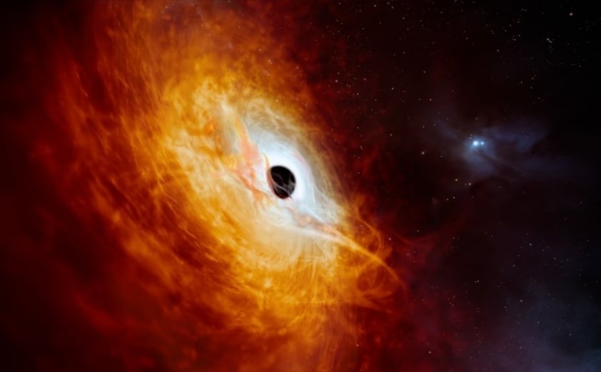 Hố đen khổng lồ sáng hơn Mặt trời 500 tỷ lần có thể nuốt chửng - thiêu đốt mọi thứ