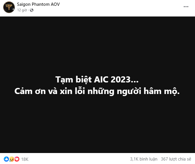 LQMB: Tập thể SGP gửi lời xin lỗi fan hâm mộ sau thất bại đáng tiếc tại AIC 2023